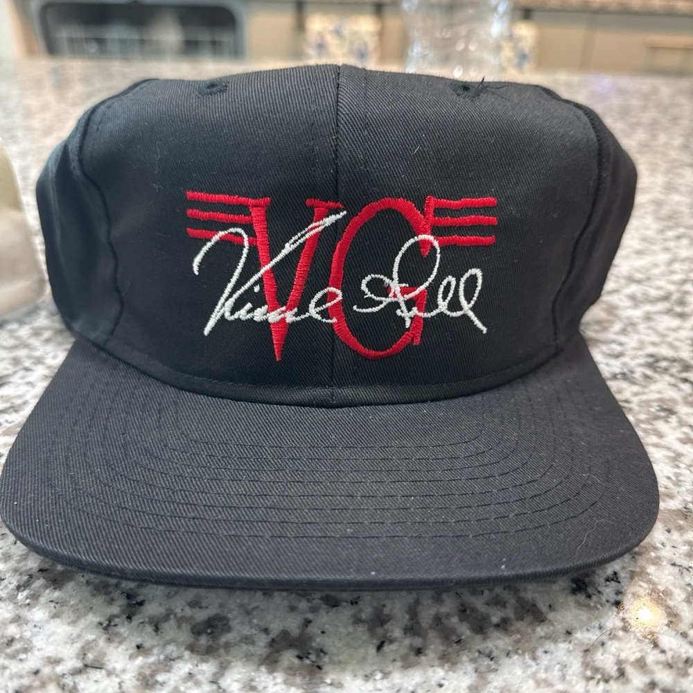 Vince gill Black Cap with Red and White Embroidery